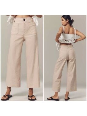 Maeve The Colette Magic Fabric Full Length Wide Leg Pant Beige Women's 24 Petite